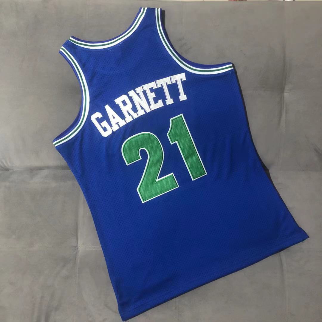 Minnesota Timberwolves #21 Kevin Garnett 1997-98 Authentic jersey blue Style 5
