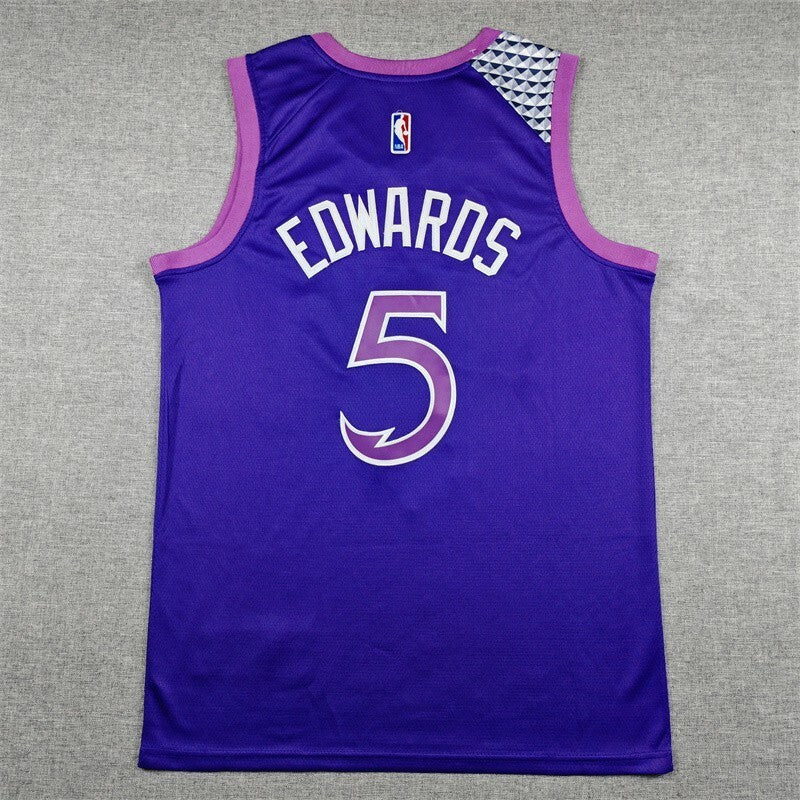 Minnesota Timberwolves #5 Anthony Edwards 26 Timberwolves 5 Purple City Edition Style 1
