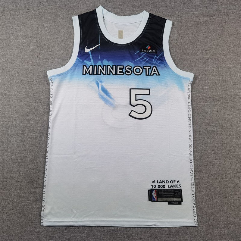 Minnesota Timberwolves #5 Anthony Edwards Timberwolves 5 White City Edition s-xxl Style 2