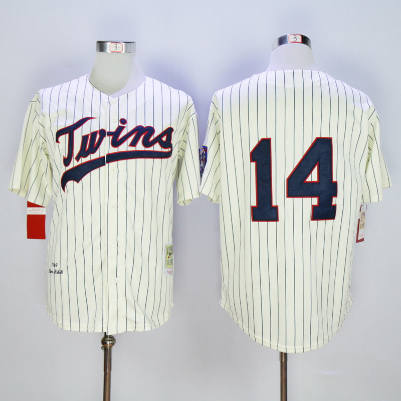 Minnesota Twins #14 Kent Hrbek Twins 14 Off-White Navy 1969 Retro Style 2