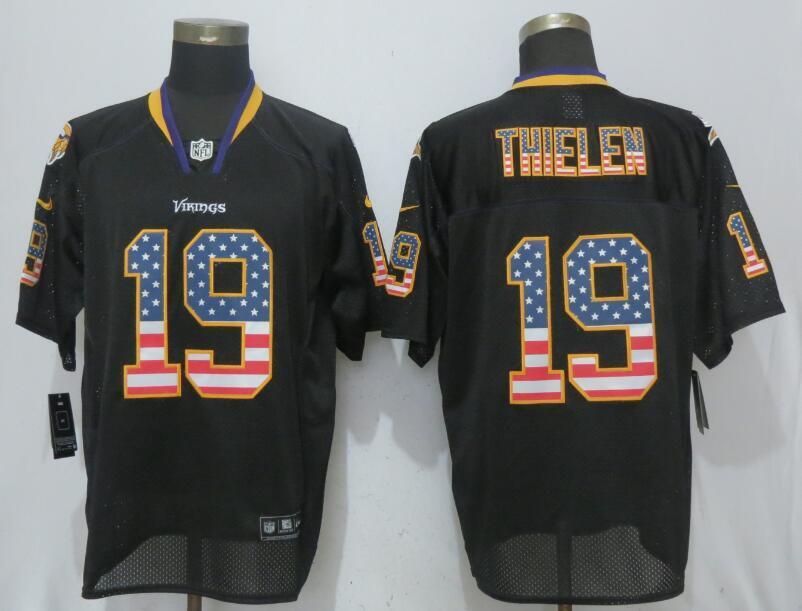 Minnesota Vikings #19 Adam Thielen USA Flag Fashion Black Elite Jerseys