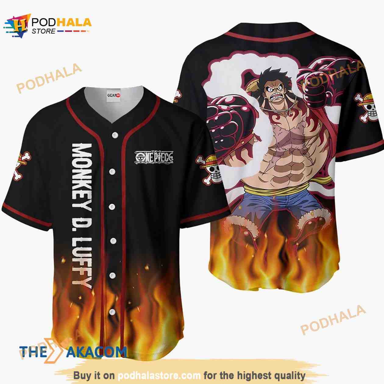 Monkey D Luffy Gear Anime 3D Baseball Jersey Shirt