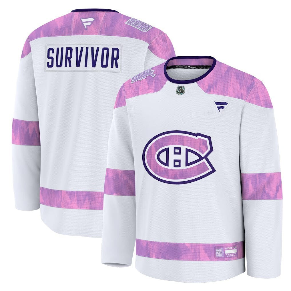 Montreal Canadiens Fanatics Hockey Fights Cancer Practice Jersey - White