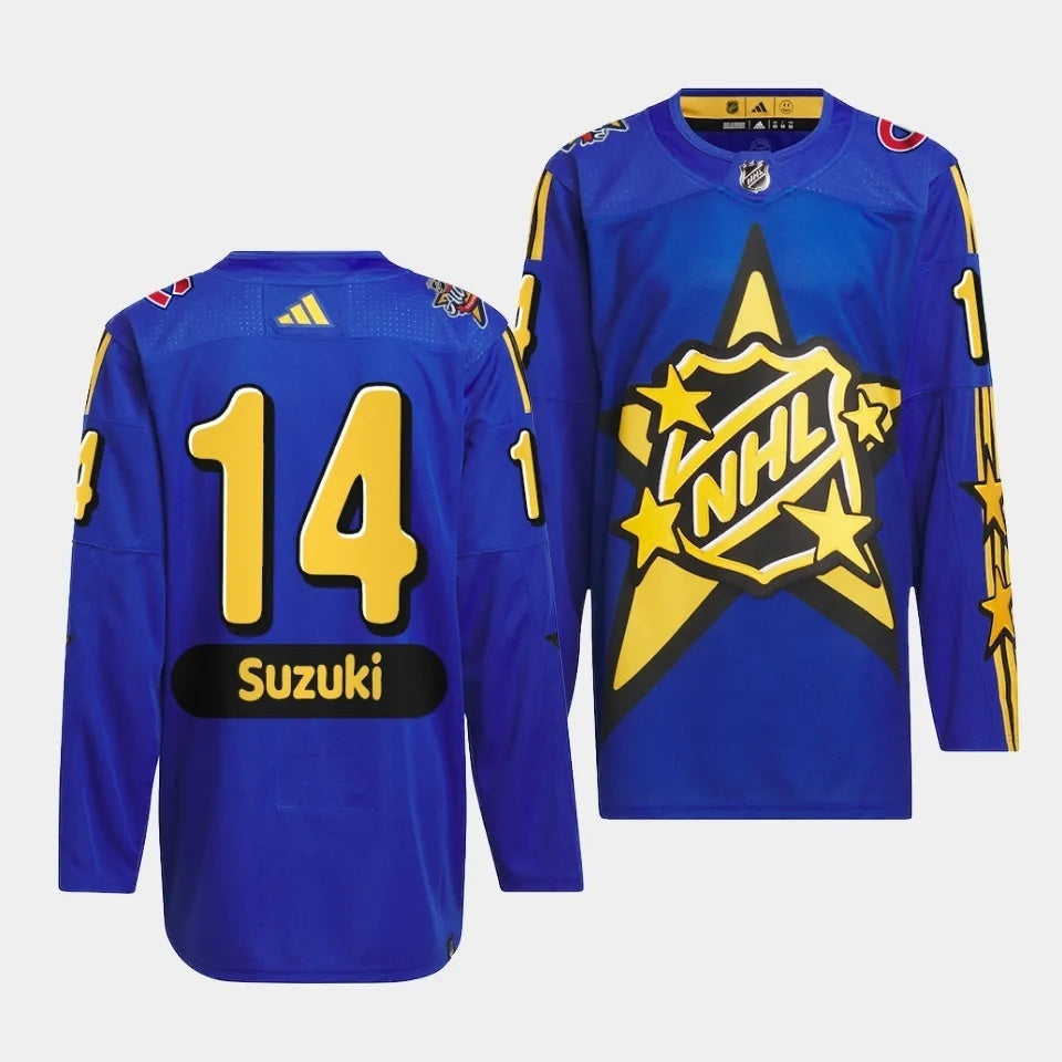 Montreal Canadiens #14 Nick Suzuki 2024 NHL All-Star Blue Jersey Style 1