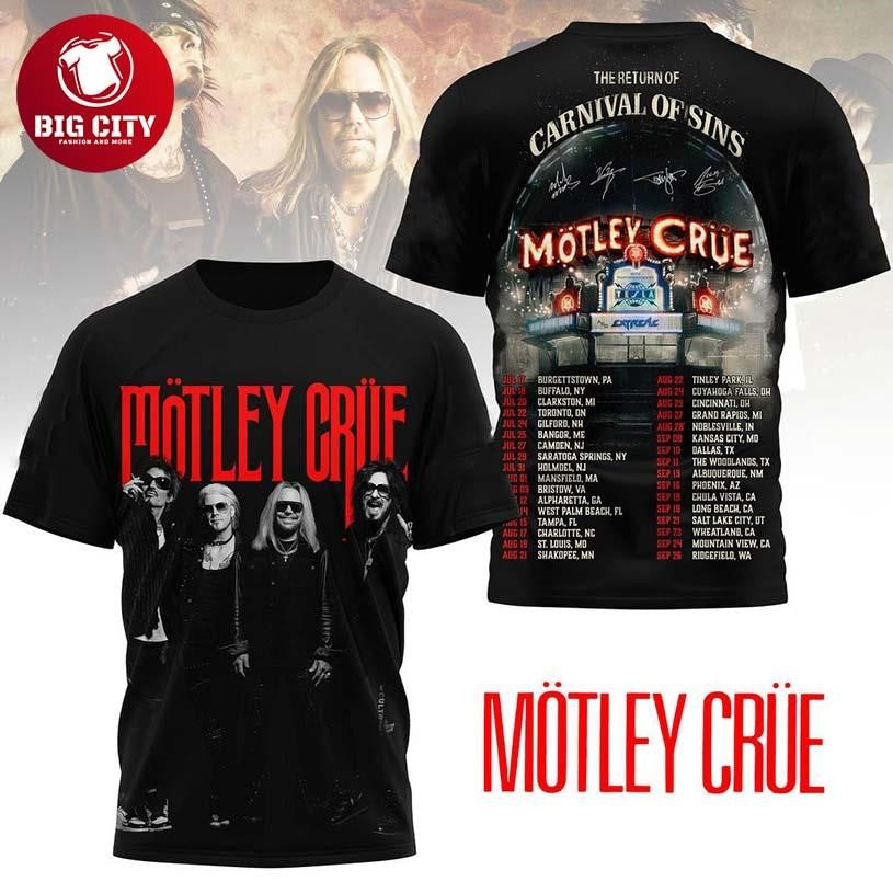 Motley Crue The Return Of Carnival Of Sins 2026 Tour Two Sided Shirt