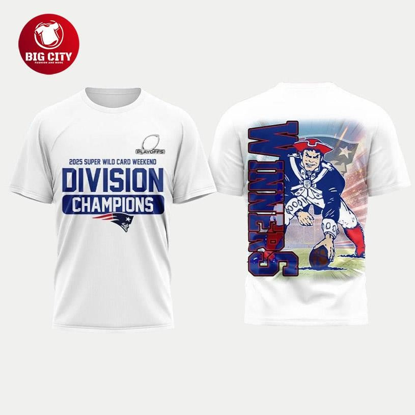 NE Patriots 2025 Super Wild Card Weekend Division Champions Two Sided Shirt