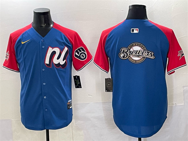 National League Milwaukee Brewers Team Big Logo Blue Red Alternate 2025