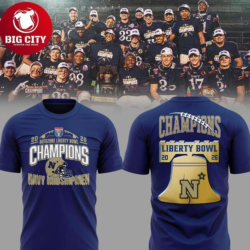 Navy Midshipmen Autozone Liberty Bowl Champions 2026 Two Sided Shirt