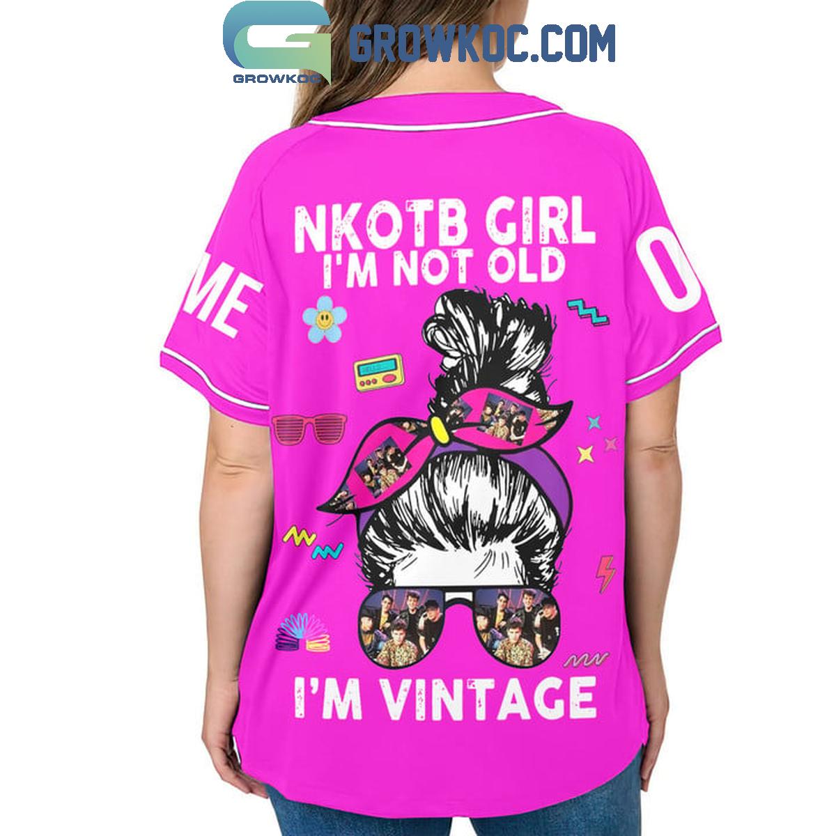 New Kids On The Block I’m Not Old I’m Vintage Hot Pink Personalized Baseball Jersey