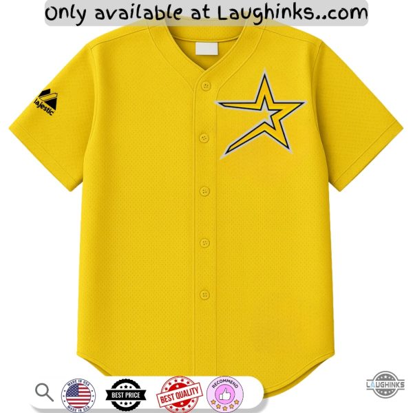 New Printed Gold Majestic Houston Astros Baseball Jersey Shirt
