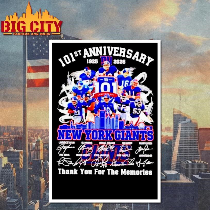 New York Giants 101st Anniversary 1925 2026 Thank You For The Memories Signatures Shirt