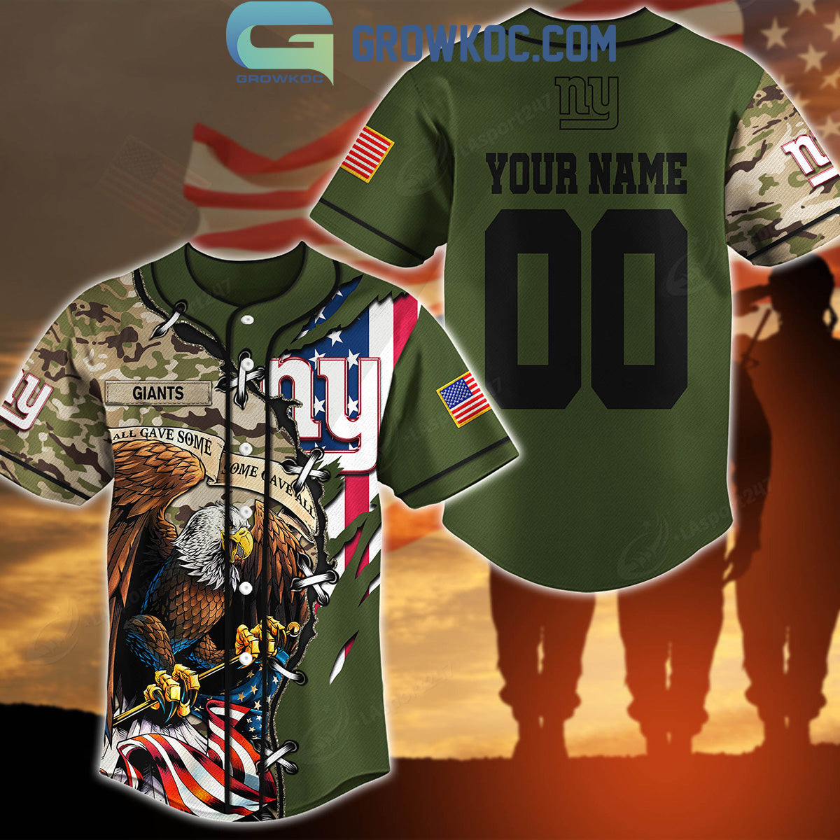 New York Giants Veteran Proud Of America Personalized Baseball Jersey