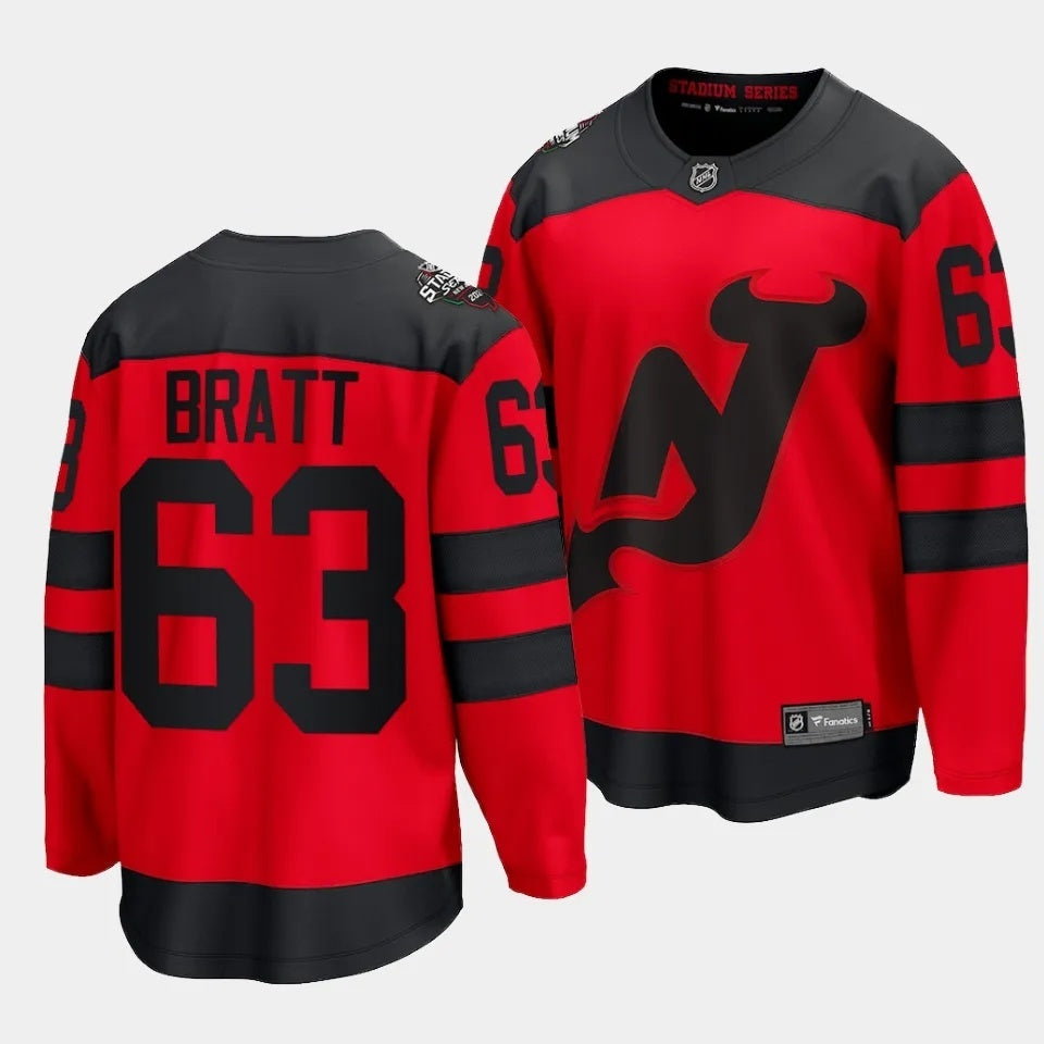 New Jersey Devils #63 Jesper Bratt 2024 NHL Stadium Series Jersey Red