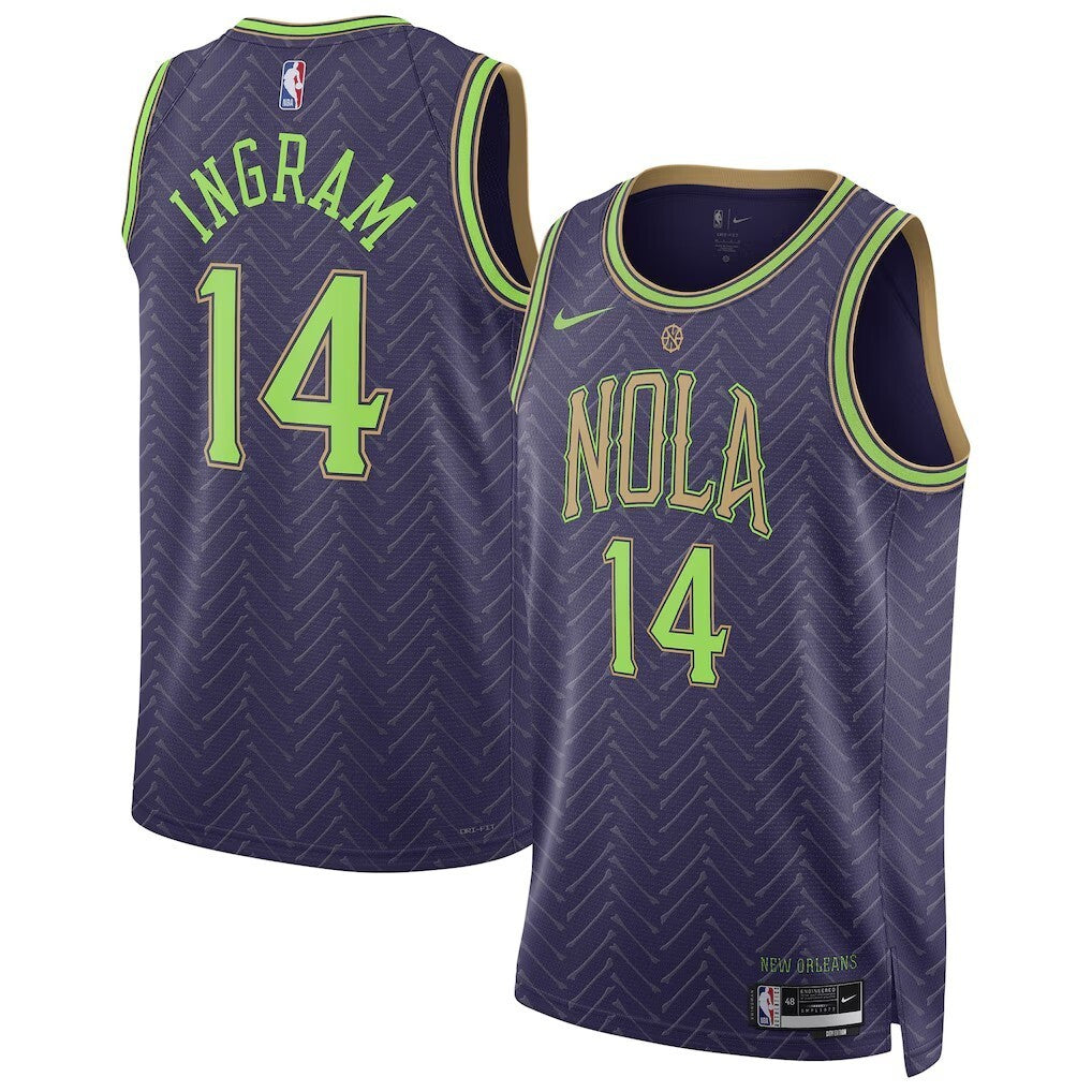 New Orleans Pelicans #14 Brandon Ingram Unisex 202425 Swingman Player Jersey - City Edition - Purple