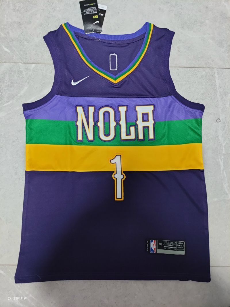 New Orleans Pelicans #1 Zion Williamson 22-23 Season nba Pelicans Team 1# City Edition Purple Jersey Style 2
