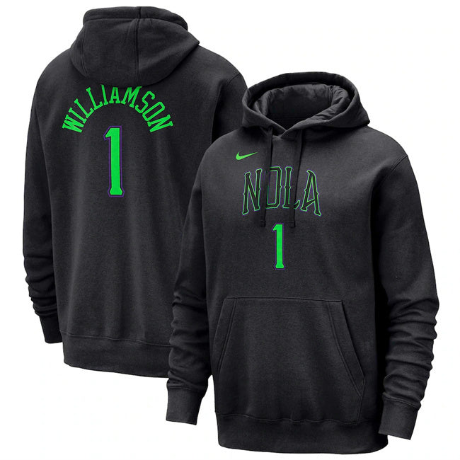 New Orleans Pelicans #1 Zion Williamson Black 2023 24 City Edition Name & Number