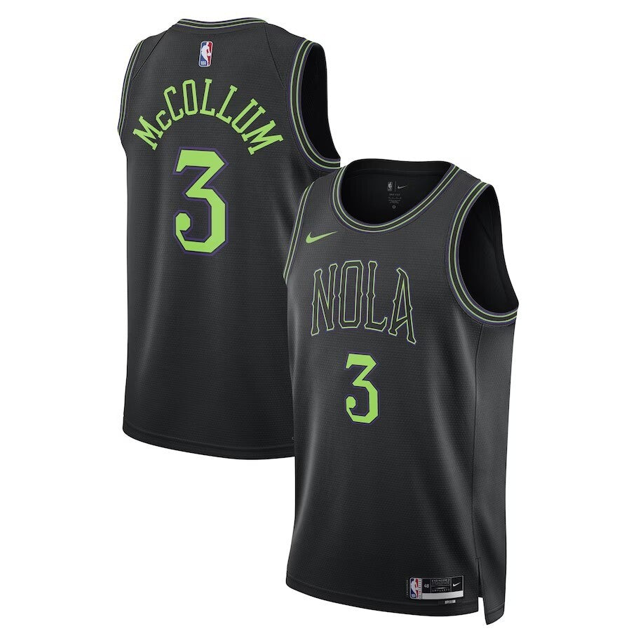 New Orleans Pelicans #3 CJ McCollum Unisex 202324 Swingman Jersey - Black - City Edition