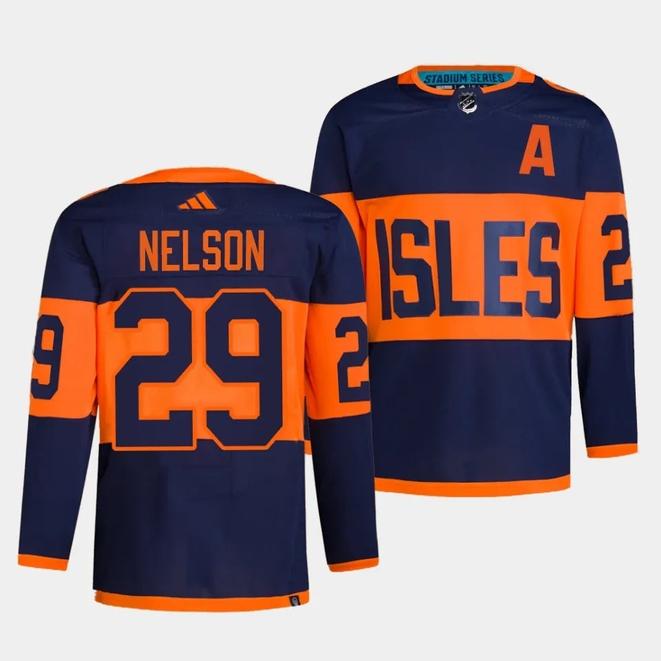 New York Islanders #29 Brock Nelson 2024 NHL Stadium Series Navy Jersey