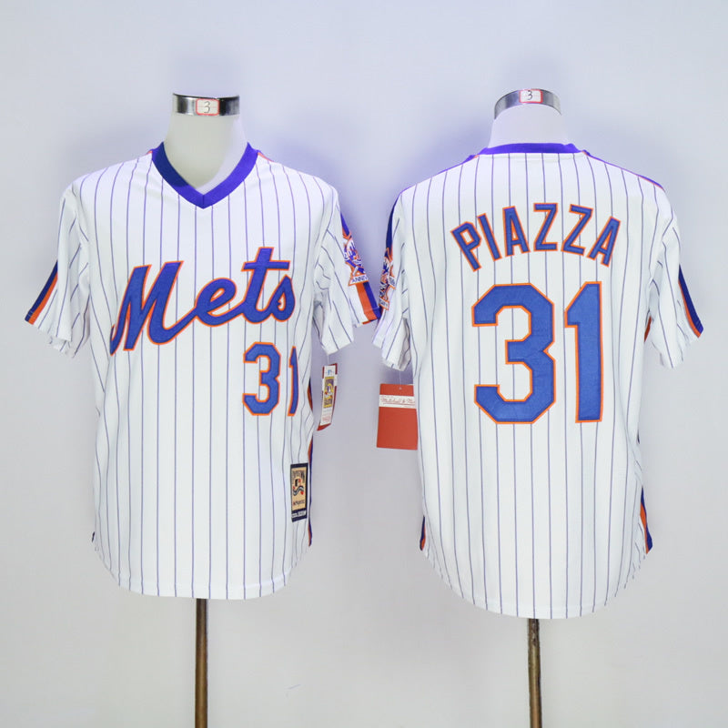 New York Mets #31 Mike Piazza Mets 31 White Pullover Retro Fan Edition