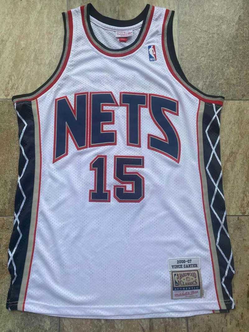 New York Nets #15 Vince Cater mitchell&ness Nets 15#“ Flyers ” Carter White Embroidered Style 1