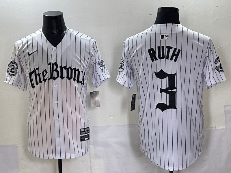 New York Yankees #3 Babe Ruth Yankees White 5 Collaboration Style 2