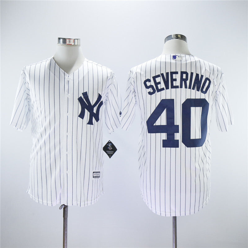 New York Yankees #40 Luis Severino Yankees 40 White Navy Fan With Name