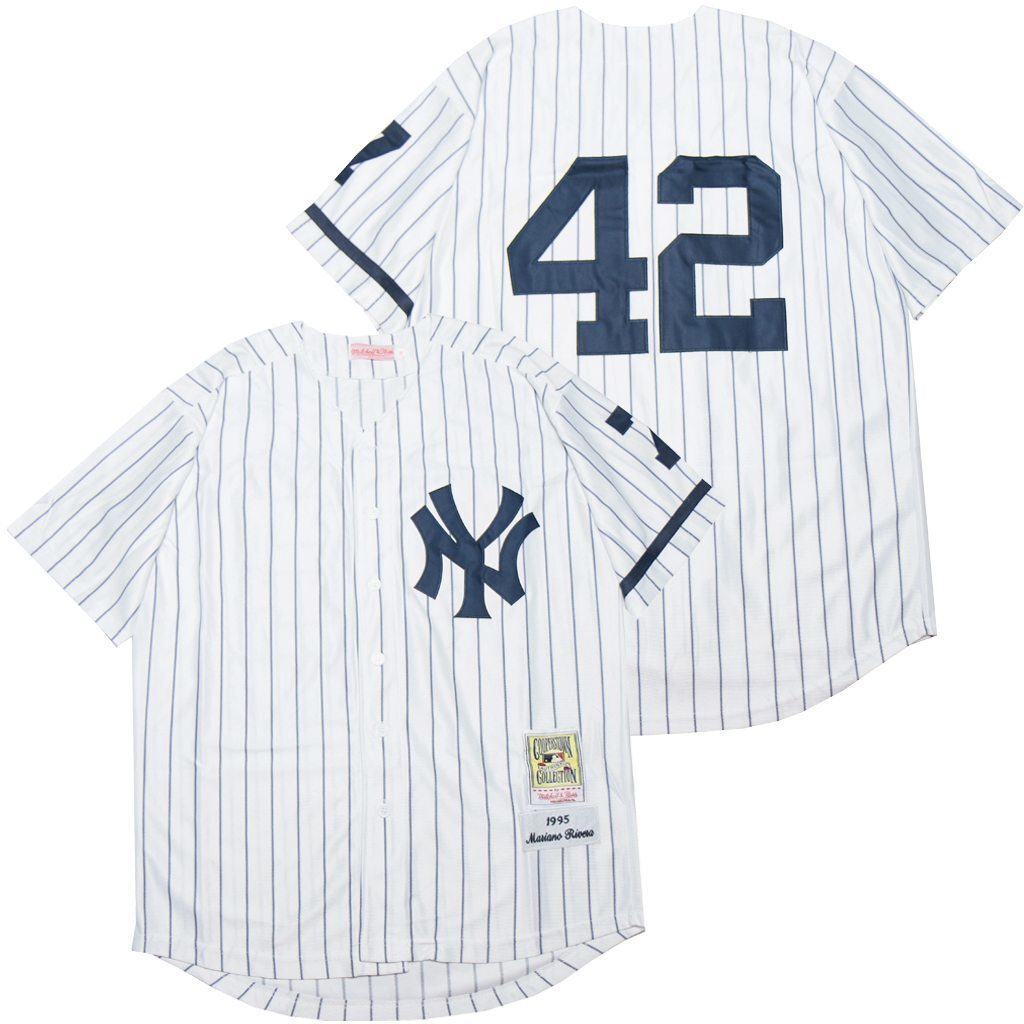 New York Yankees #42 Mariano Rivera Yankees 42 White 1995 Retro