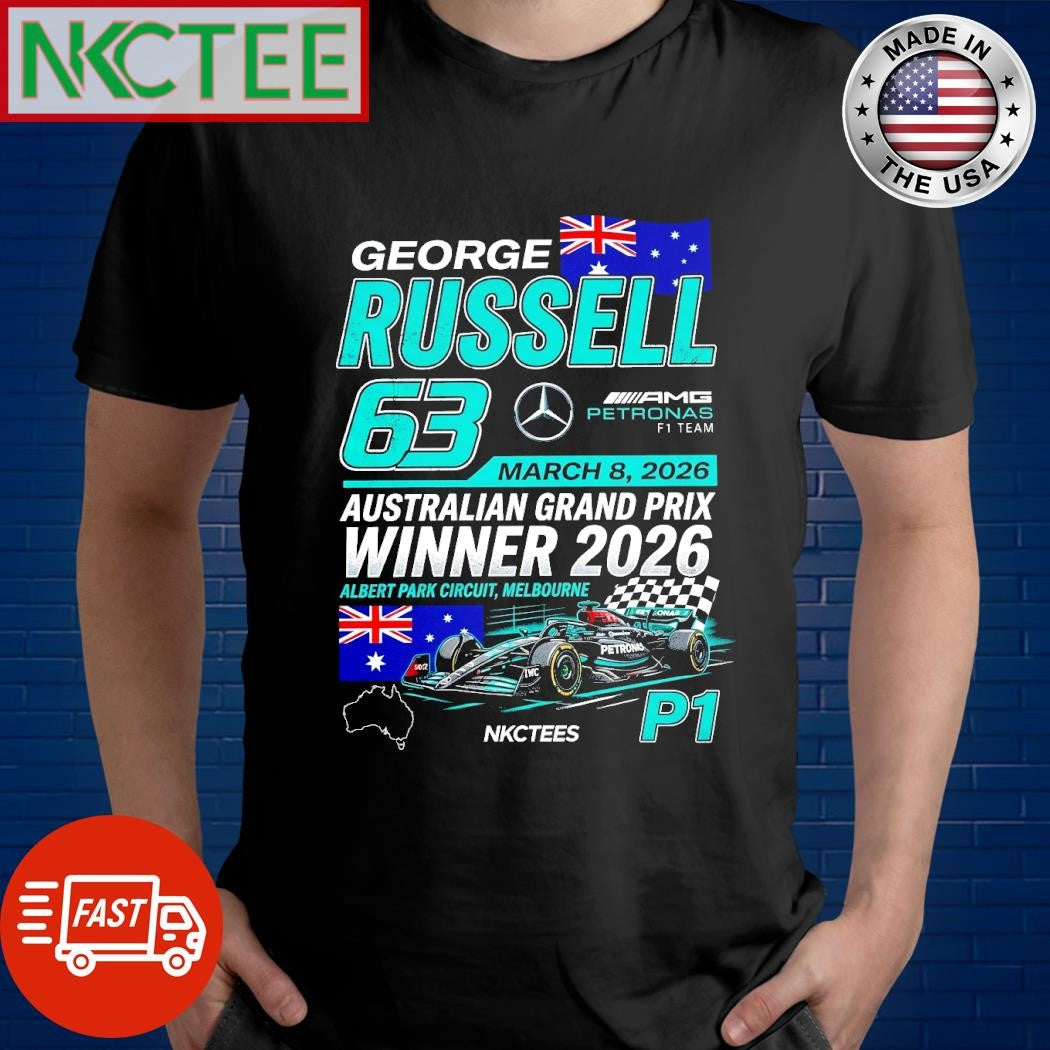 Nkctees George Russell P1 Australian GP 2026 Champion T-Shirt – Black Streetwear Edition