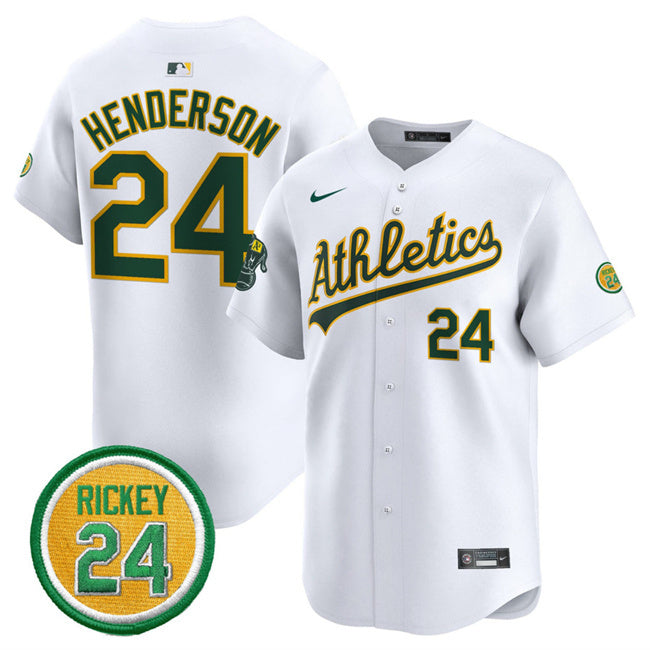 Oakland Athletics #24 Rickey Henderson White 2024 Home Limited With Rickey