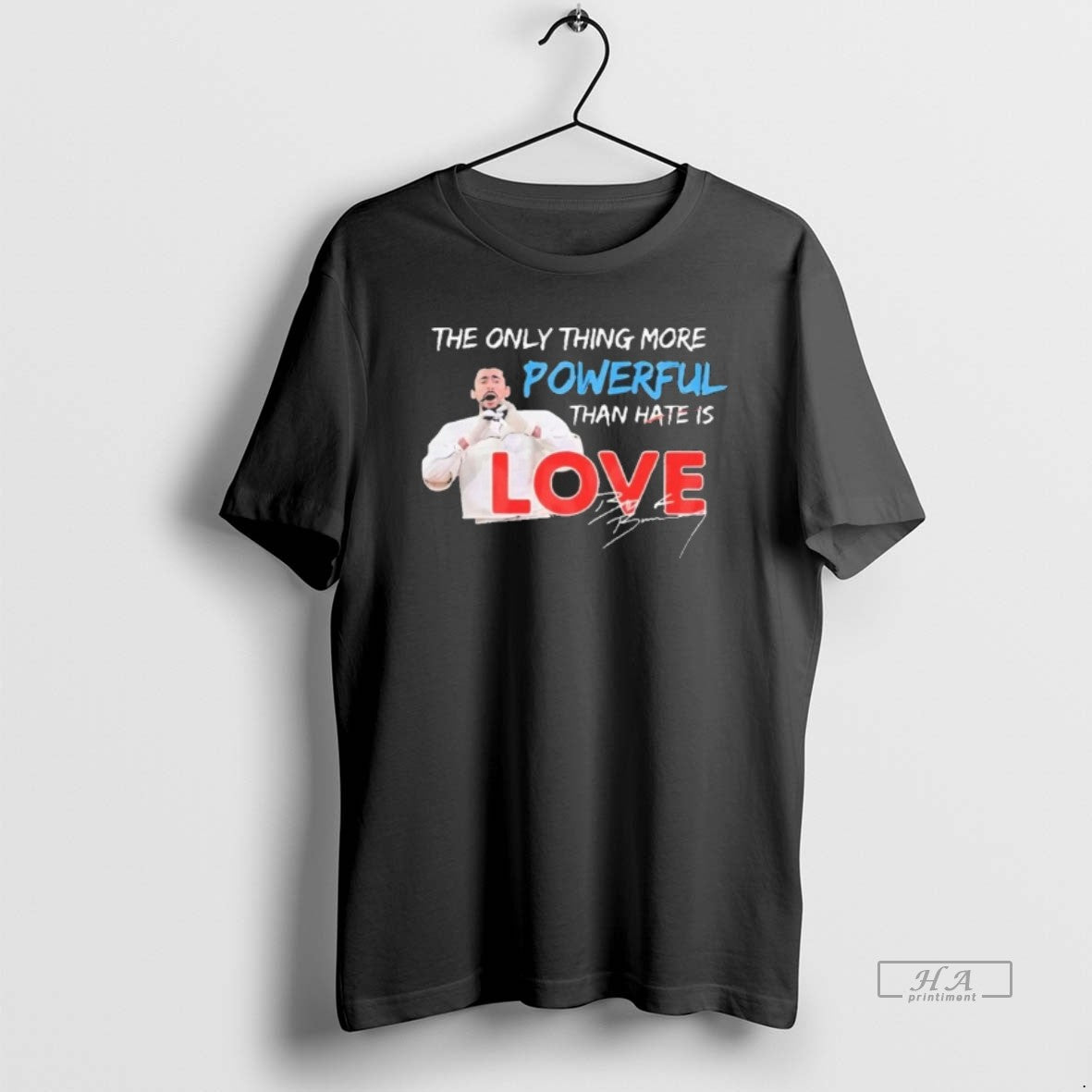 Official Bad Bunny Only Thing More Powerful Hate Love T-Shirt, Sweatshirt, Hoodie, Long Sleeve