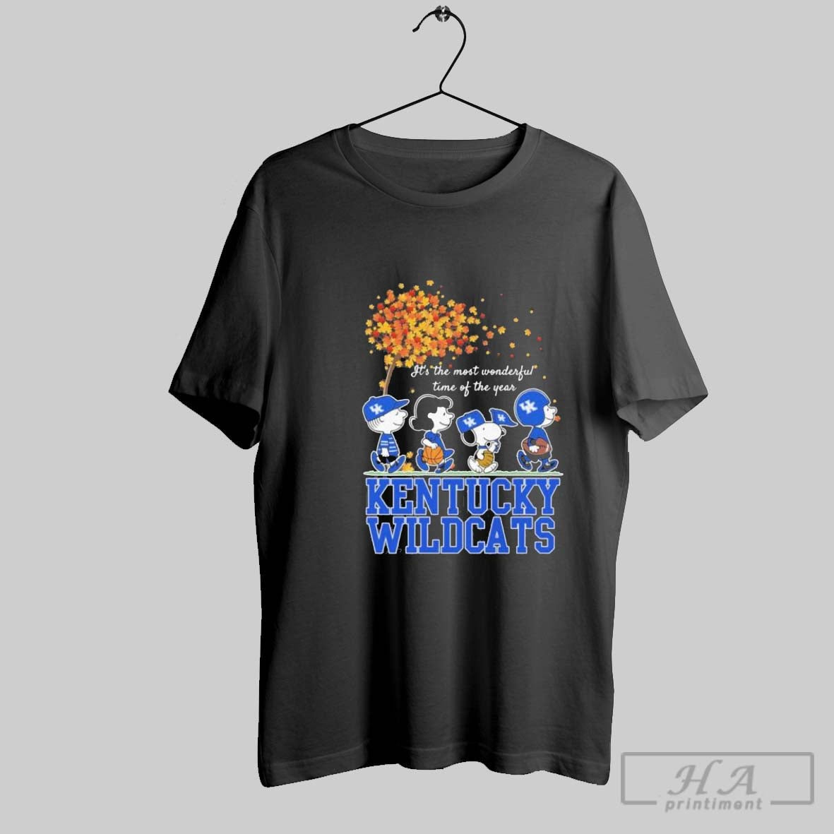 Official Kentucky Wildcats And Peanuts Characters Its The Most Wonderful Time Of The Year Tee