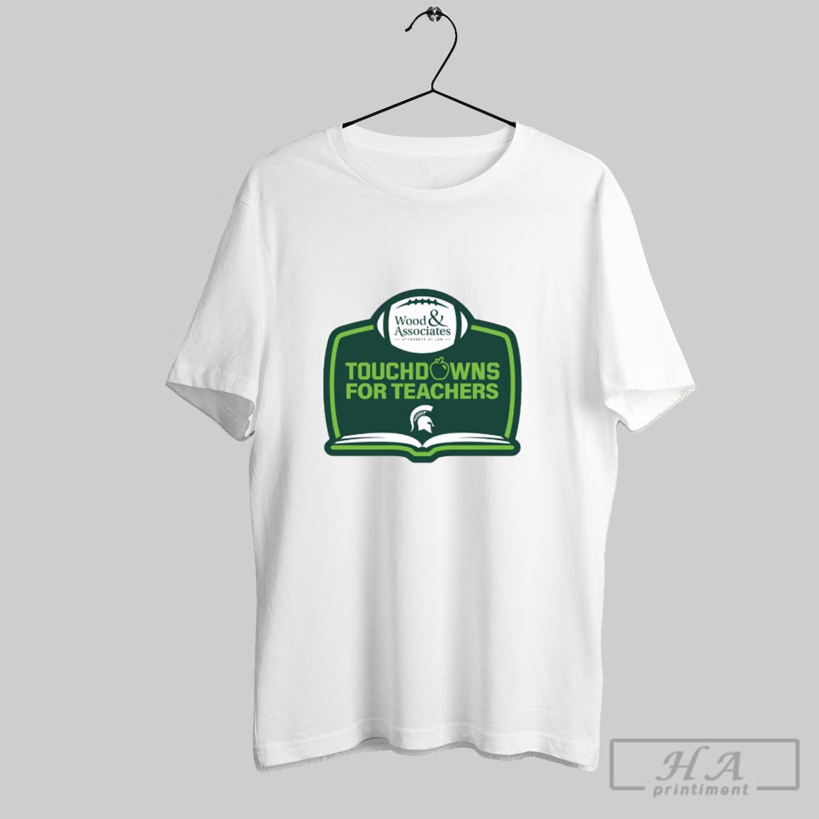 Official Michigan State Spartans Football Touchdowns For Teachers Wood And Associates Attorneys At Law Logo