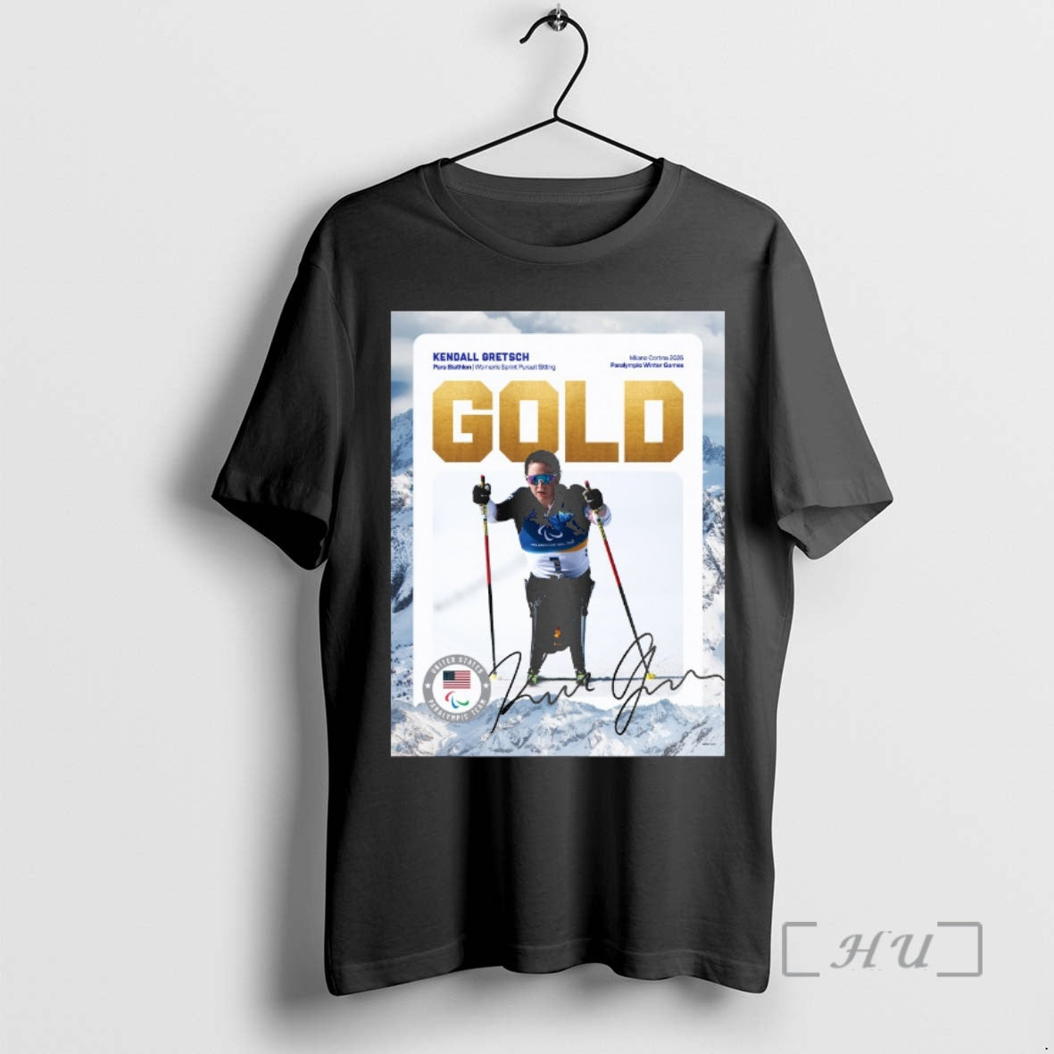 Officials Kendall Gretsch Para Biathlon Womens Sprint Pursuit Sitting Gold Medal Signature Premium T Shirts