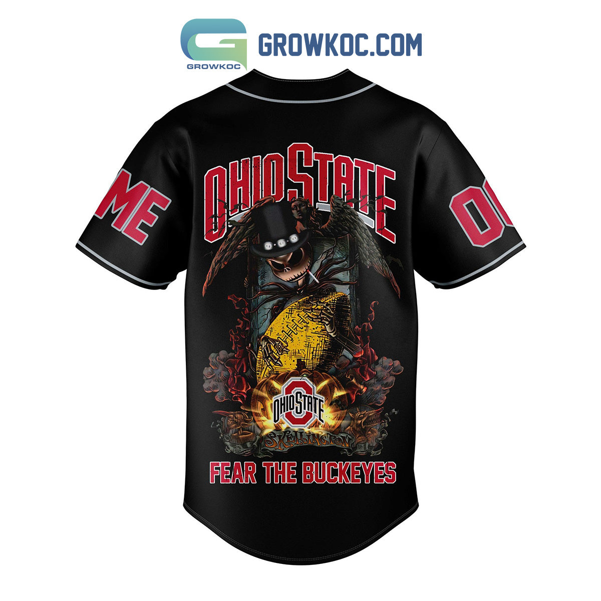 Ohio State Fear The Buckeyes Jack Skellington Halloween Personalized Baseball Jersey