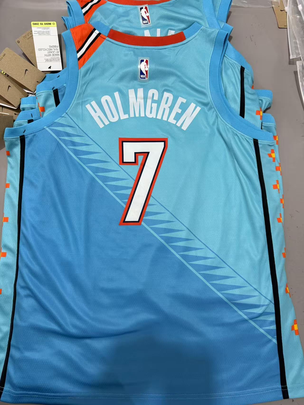 Oklahoma City Thunder #7 Chet Holmgren 19 Season Thunder Team City Blue Style 1