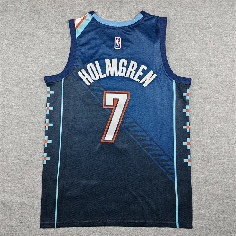 Oklahoma City Thunder #7 Chet Holmgren 26 Thunder 7 Blue City Edition Style 1
