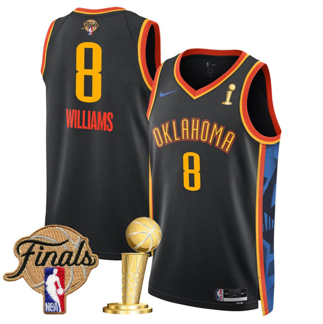 Oklahoma City Thunder #8 Jalen Williams Black 2025 Finals Patch And Finals Champions