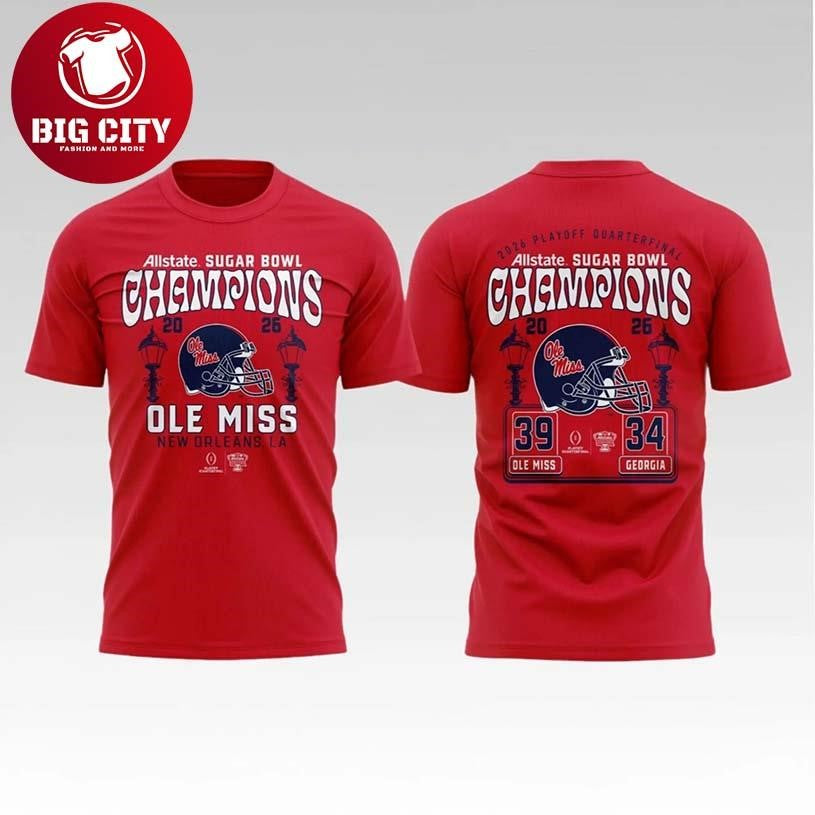 Ole Miss Allstate Sugar Bowl Champions Playoff Quarterfinal Two Sided Shirt