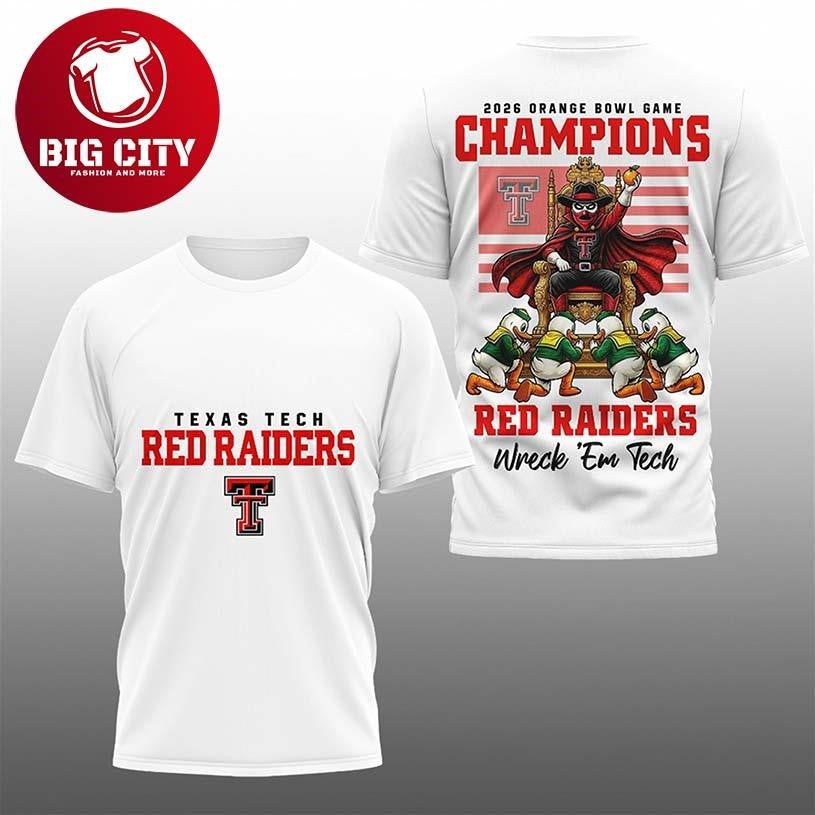Orange Bowl Game Champions Red Raiders Wreck Em Tech 2026 Two Sided Shirt