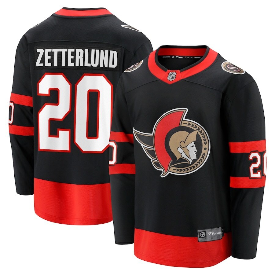 Ottawa Senators #20 Fabian Zetterlund Home Breakaway Jersey - Black