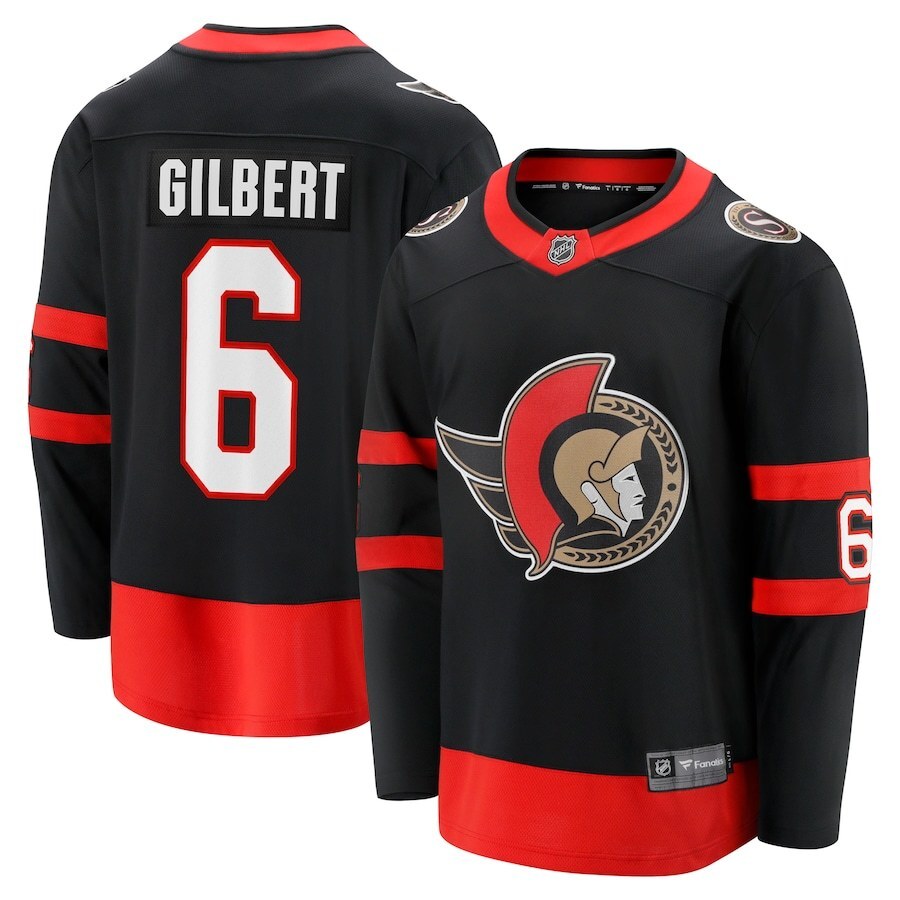Ottawa Senators #6 Dennis Gilbert Home Breakaway Jersey - Black