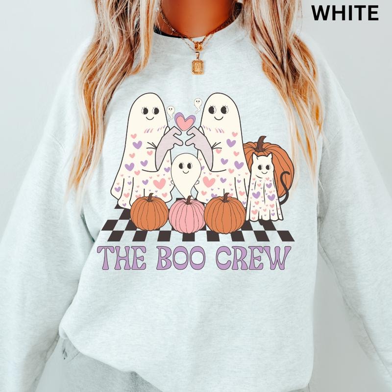 Oversized Halloween Crewneck Sweatshirt, The Boo Crew Crewneck, Retro Sweatshirt Graphic Oversized Halloween Graphic...