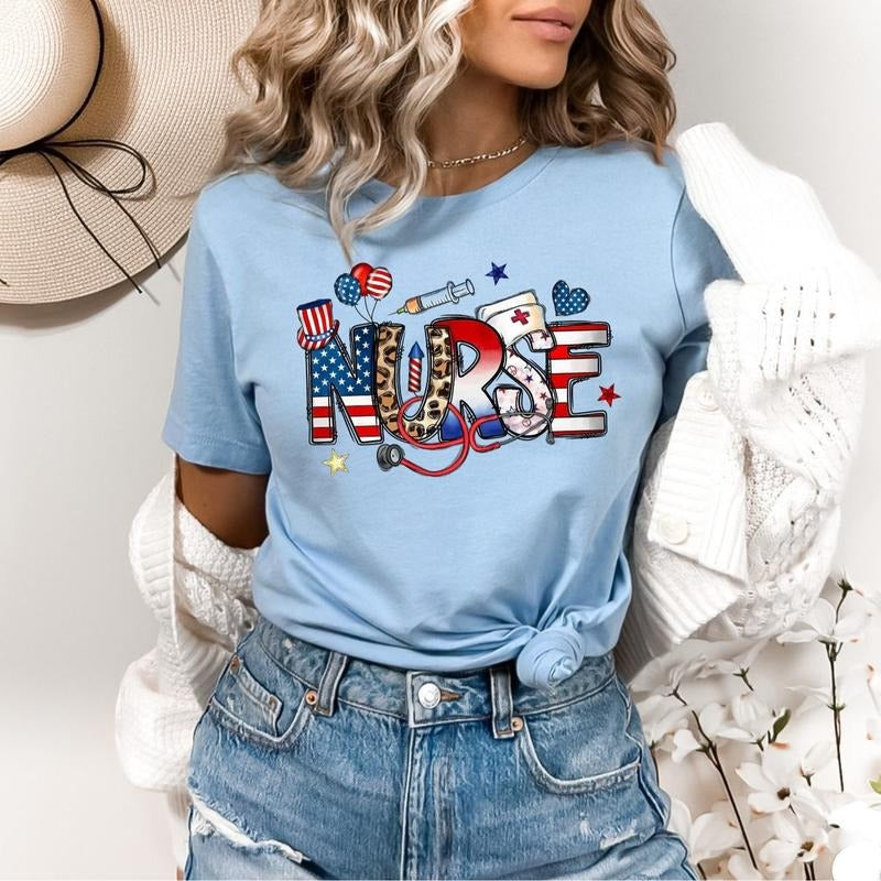Patriotic Nurse Shirt, Nurse 4th Of July Shirt, American Nurse Shirt, Nursing Life Shirts, Memorial Day Gift, American...