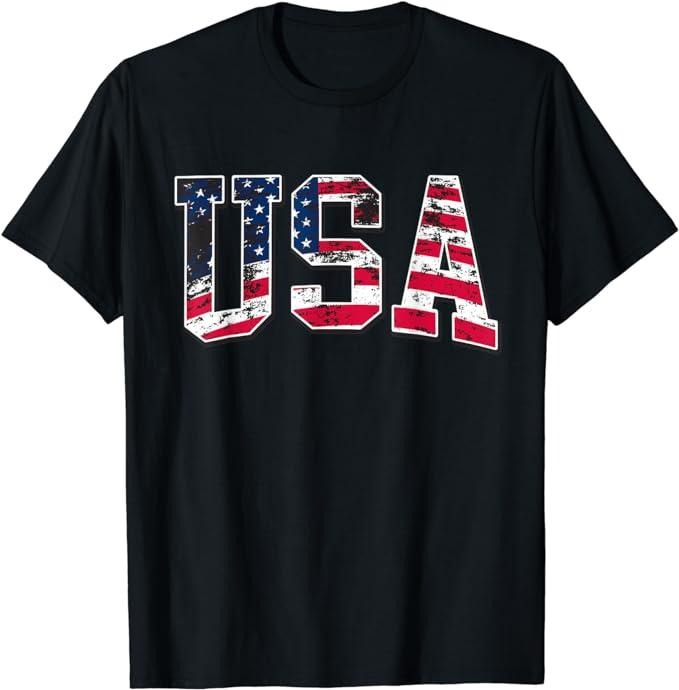Patriotic Shirts For Men, USA Vintage American Flag T-Shirt Menswear Top Casual Cotton Fashion Basic Hoodie, Sweatshirt