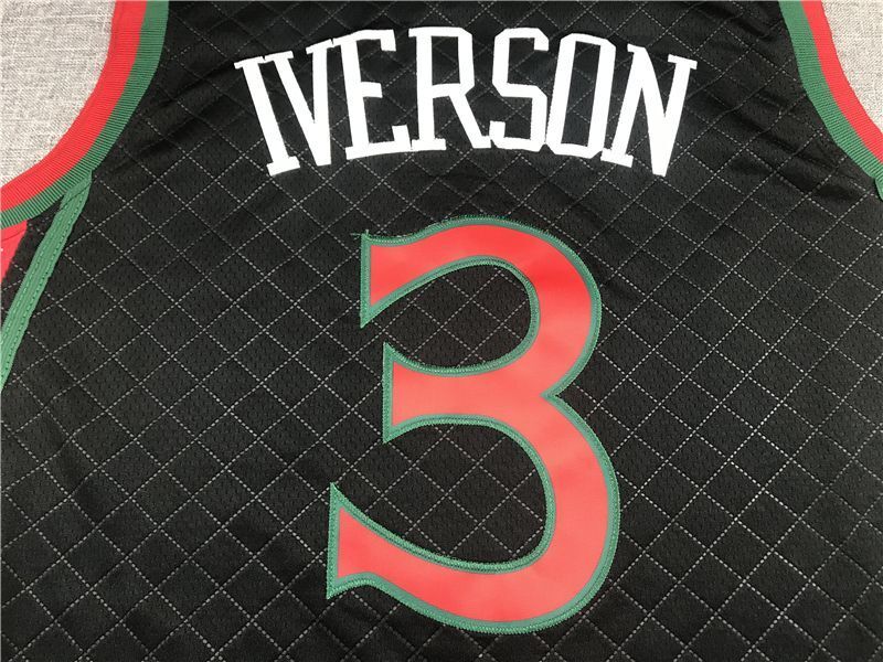 Philadelphia 76ers #3 Allen Iverson 76 3 Plaid Retro Black Style 2