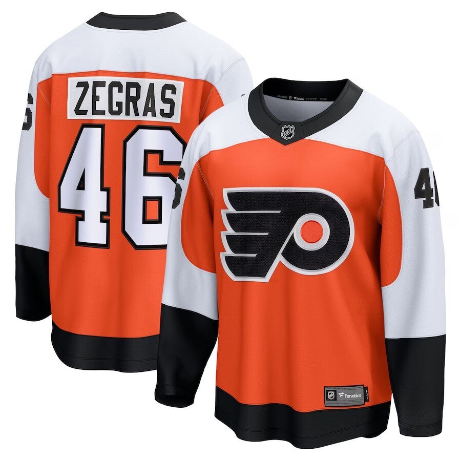 Philadelphia Flyers #46 Trevor Zegras Home Breakaway Jersey - Orange