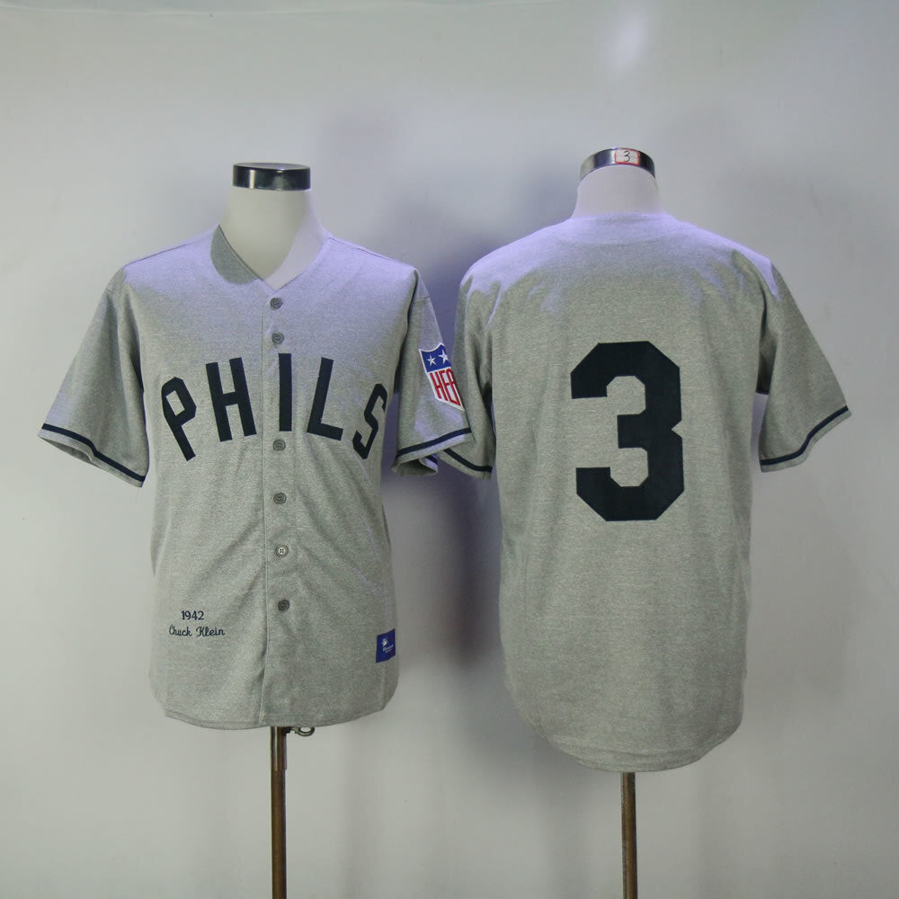 Philadelphia Phillies #3 Chuck Klein 1942 Authentic Jersey Philadelphia Phillies