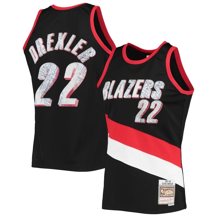 Portland Trail Blazers #22 Clyde Drexler Mitchell & Ness 1991-92 Hardwood Classics 75th Anniversary Diamond Swingman Jer