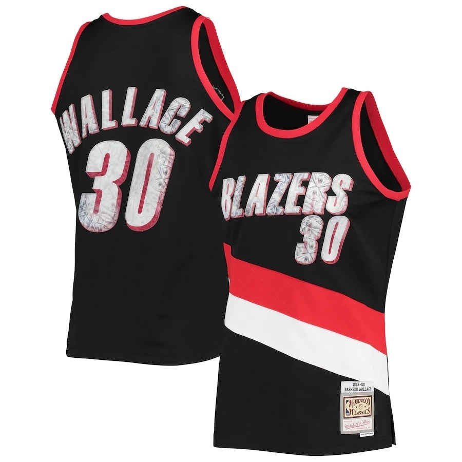 Portland Trail Blazers #30 Rasheed Wallace Mitchell & Ness 1999-00 Hardwood Classics 75th Anniversary Diamond Swingman J