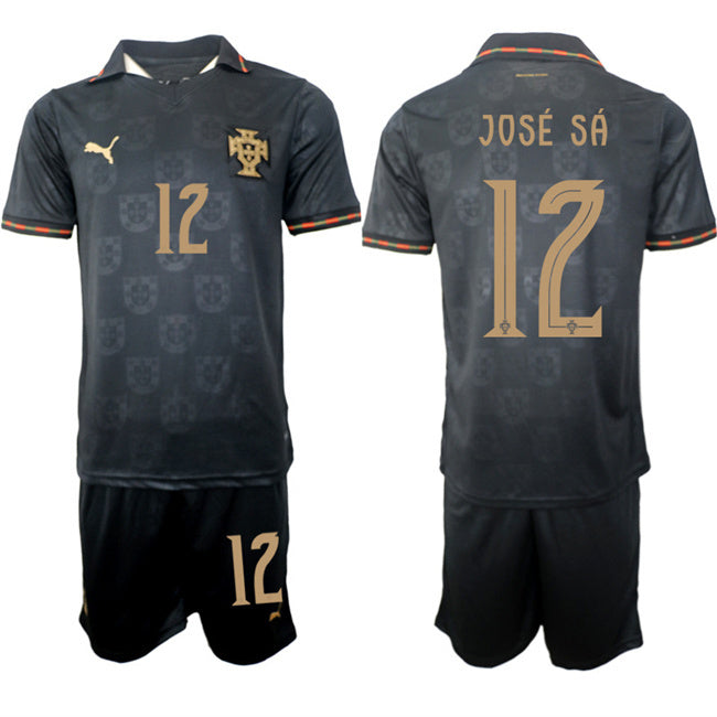 Portugal Team #12 José Sá Black 2026 World Cup Away Soccer Jersey Suit